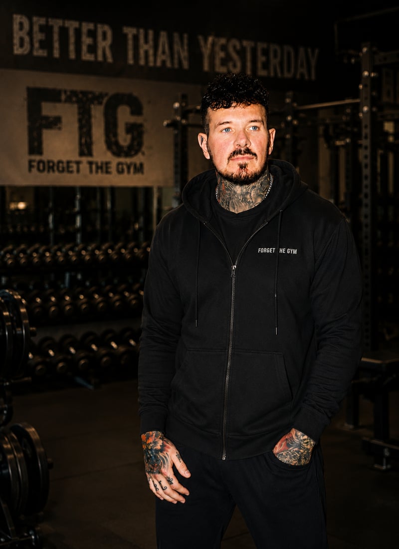 Dave Vaughan, Las Vegas personal trainer, in a Forget The Gym hoodie