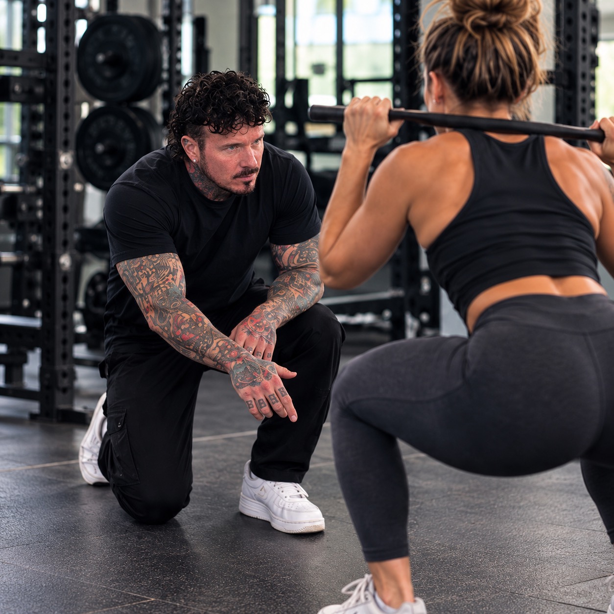 Dave Vaughan coaching a client through a private strength-training session